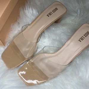 Square-toe Clear Strap Mules Size 8.5 - Miss Lola